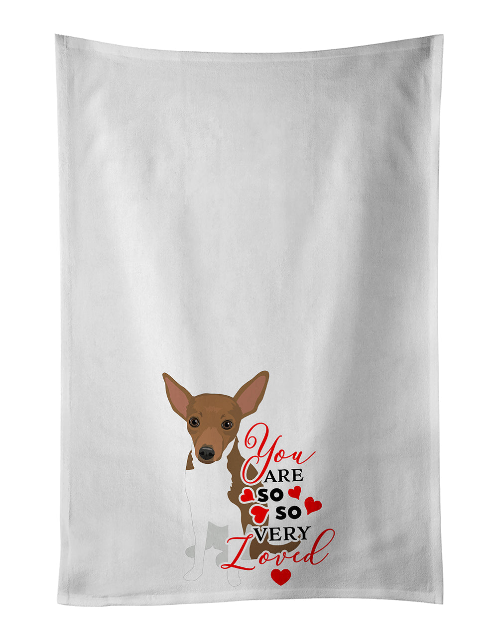 Chihuahua Chocolate and White #1 so Loved Kitchen Towel Set of 2 White Dish Towels Decorative Bathroom Hand towel for Hand, Face, Hair, Yoga, Tea, Dishcloth, 19 X 28", White
