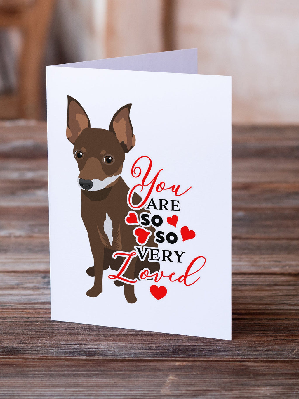 Chihuahua Chocolate and White #2 so Loved Greeting Cards Pack of 8 Blank Cards with Envelopes Whimsical A7 Size 5x7