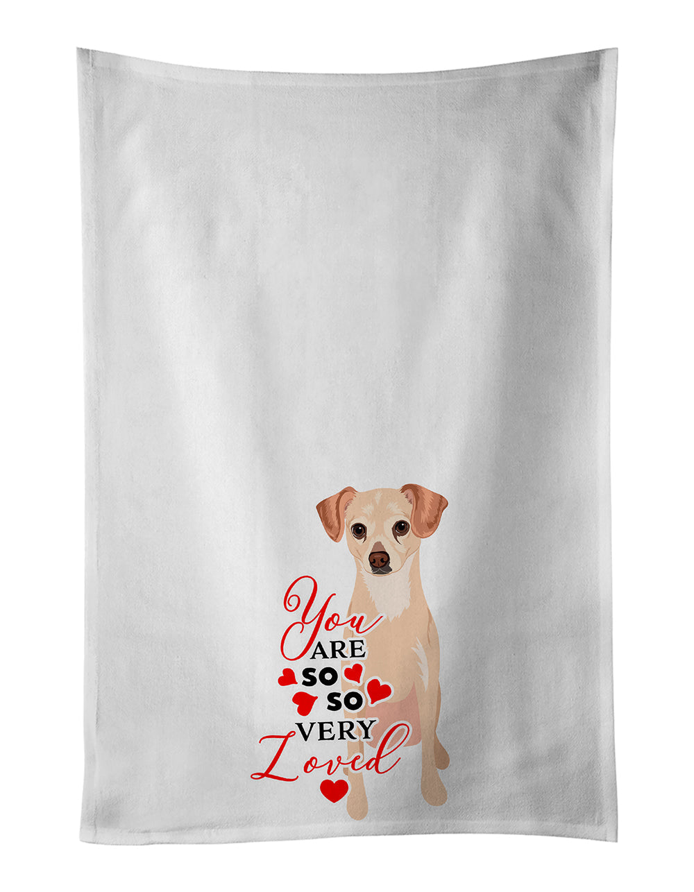 Chihuahua Cream so Loved Kitchen Towel Set of 2 White Dish Towels Decorative Bathroom Hand towel for Hand, Face, Hair, Yoga, Tea, Dishcloth, 19 X 28", White