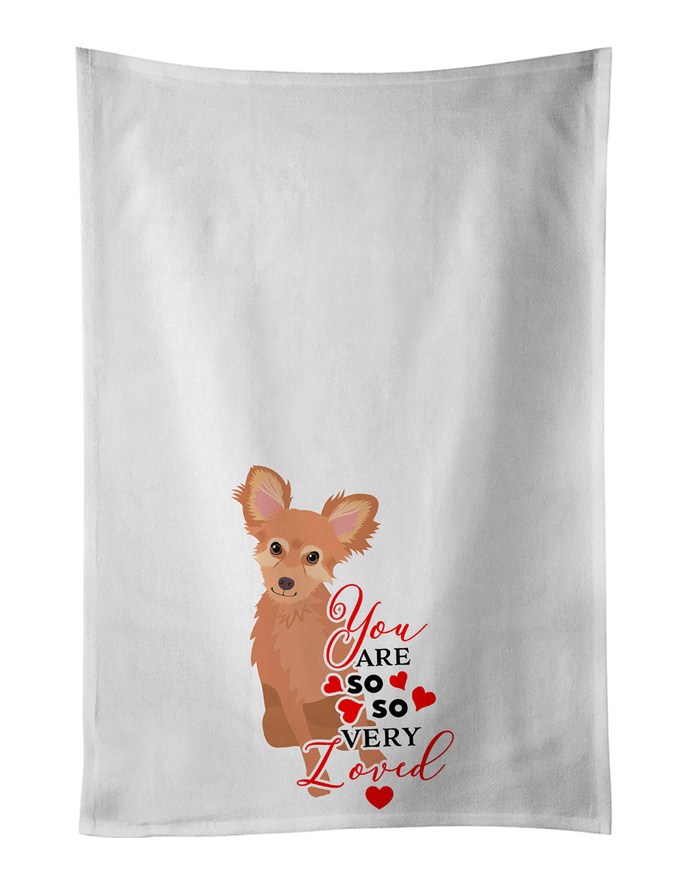 Chihuahua Fawn so Loved Kitchen Towel Set of 2 White Dish Towels Decorative Bathroom Hand towel for Hand, Face, Hair, Yoga, Tea, Dishcloth, 19 X 28", White