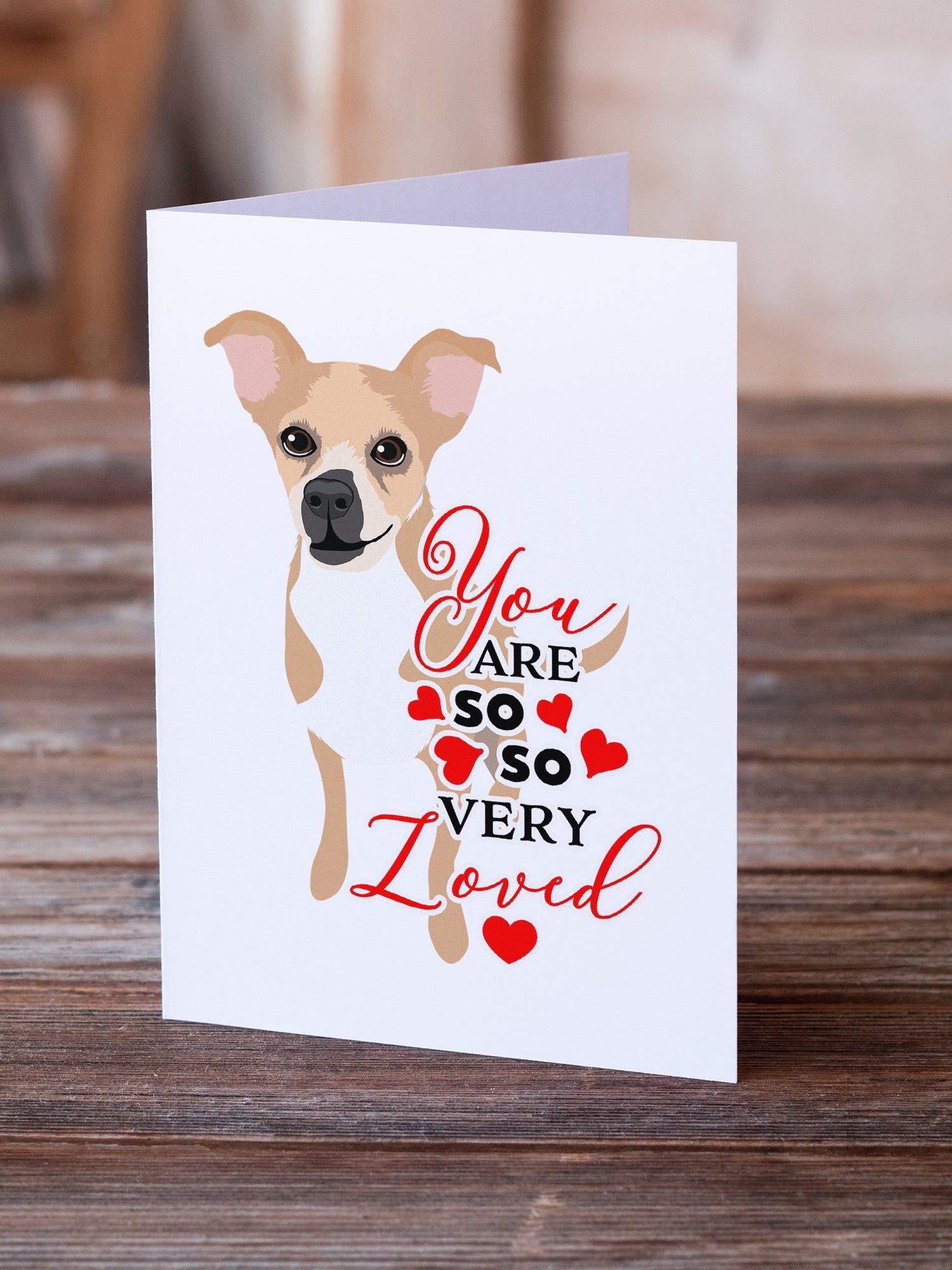 Chihuahua Gold and White so Loved Greeting Cards Pack of 8 Blank Cards with Envelopes Whimsical A7 Size 5x7