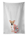 Chihuahua Gold and White so Loved Kitchen Towel Set of 2 White Dish Towels Decorative Bathroom Hand towel for Hand, Face, Hair, Yoga, Tea, Dishcloth, 19 X 28", White