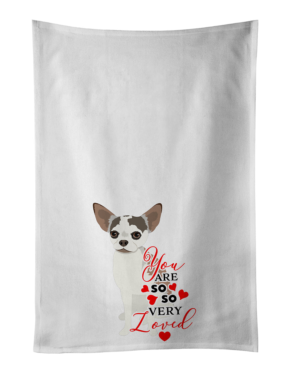 Chihuahua Merle so Loved Kitchen Towel Set of 2 White Dish Towels Decorative Bathroom Hand towel for Hand, Face, Hair, Yoga, Tea, Dishcloth, 19 X 28", White