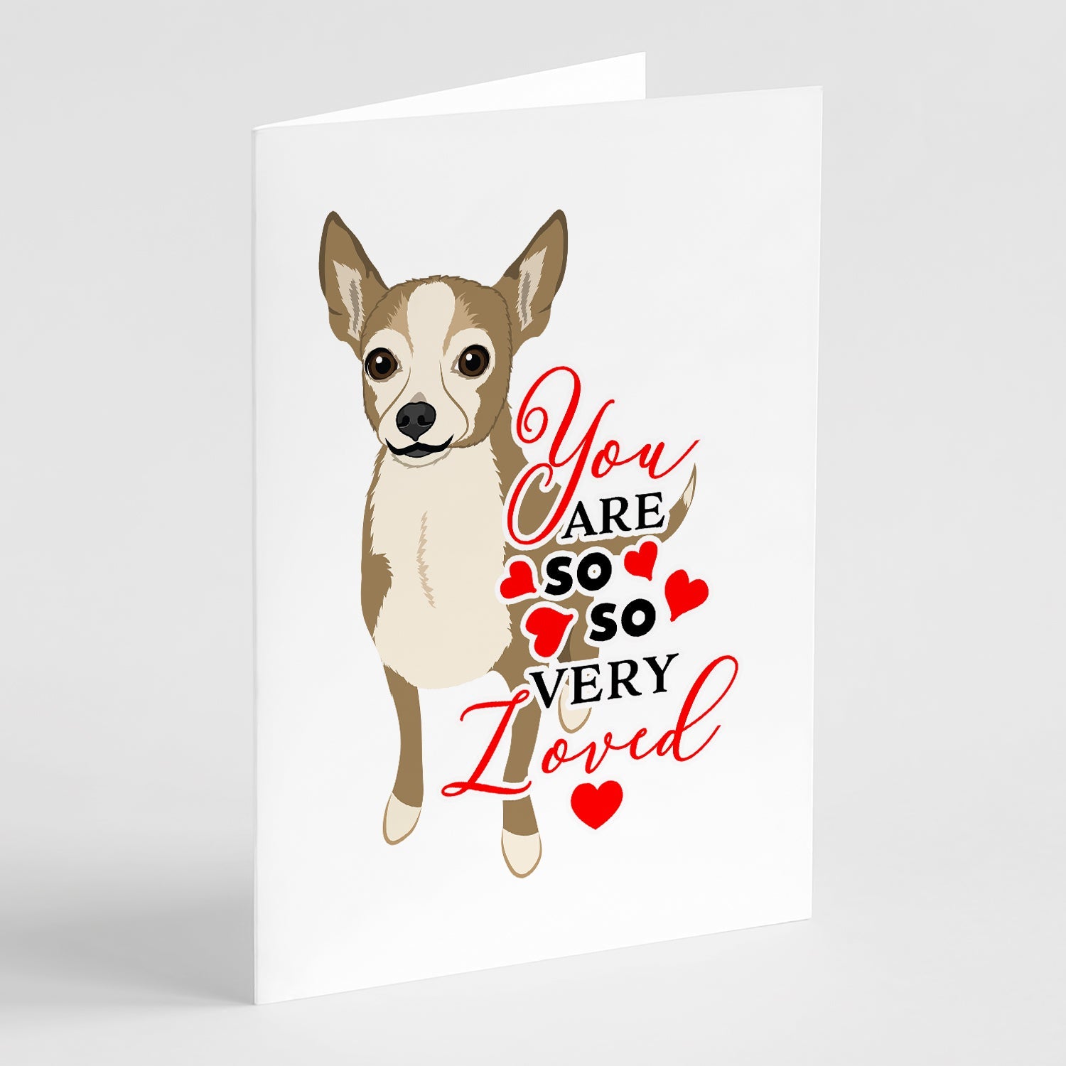 Chihuahua Silver and Tan so Loved Greeting Cards Pack of 8 Blank Cards with Envelopes Whimsical A7 Size 5x7