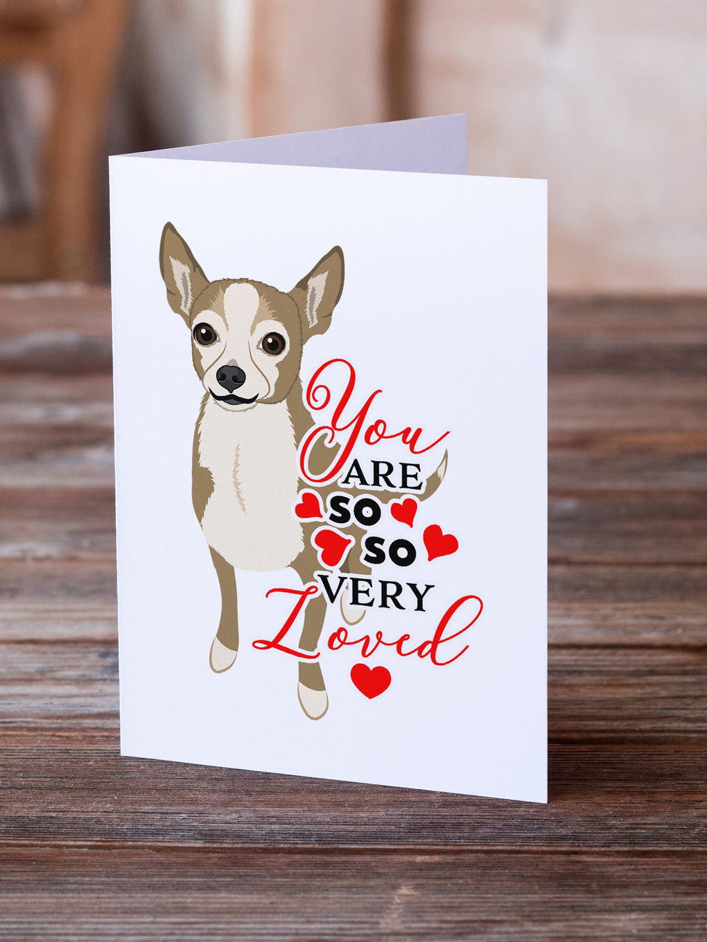 Chihuahua Silver and Tan so Loved Greeting Cards Pack of 8 Blank Cards with Envelopes Whimsical A7 Size 5x7
