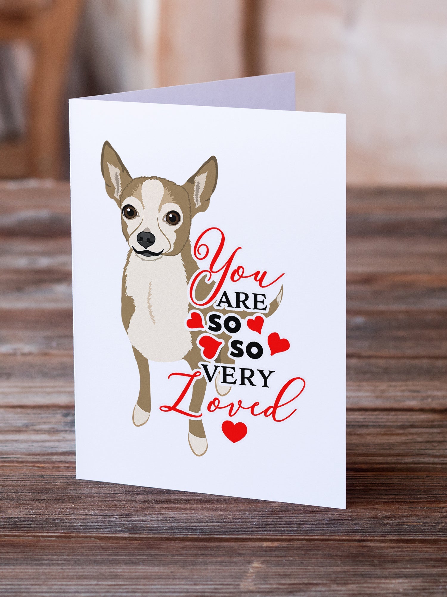 Chihuahua Silver and Tan so Loved Greeting Cards Pack of 8 Blank Cards with Envelopes Whimsical A7 Size 5x7