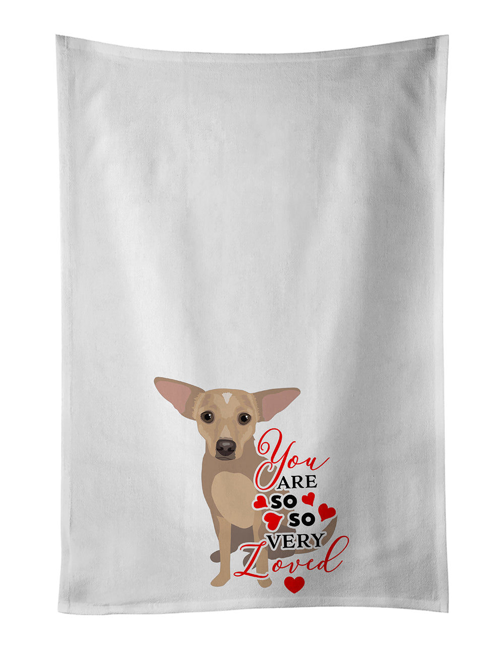 Chihuahua Silver so Loved Kitchen Towel Set of 2 White Dish Towels Decorative Bathroom Hand towel for Hand, Face, Hair, Yoga, Tea, Dishcloth, 19 X 28", White