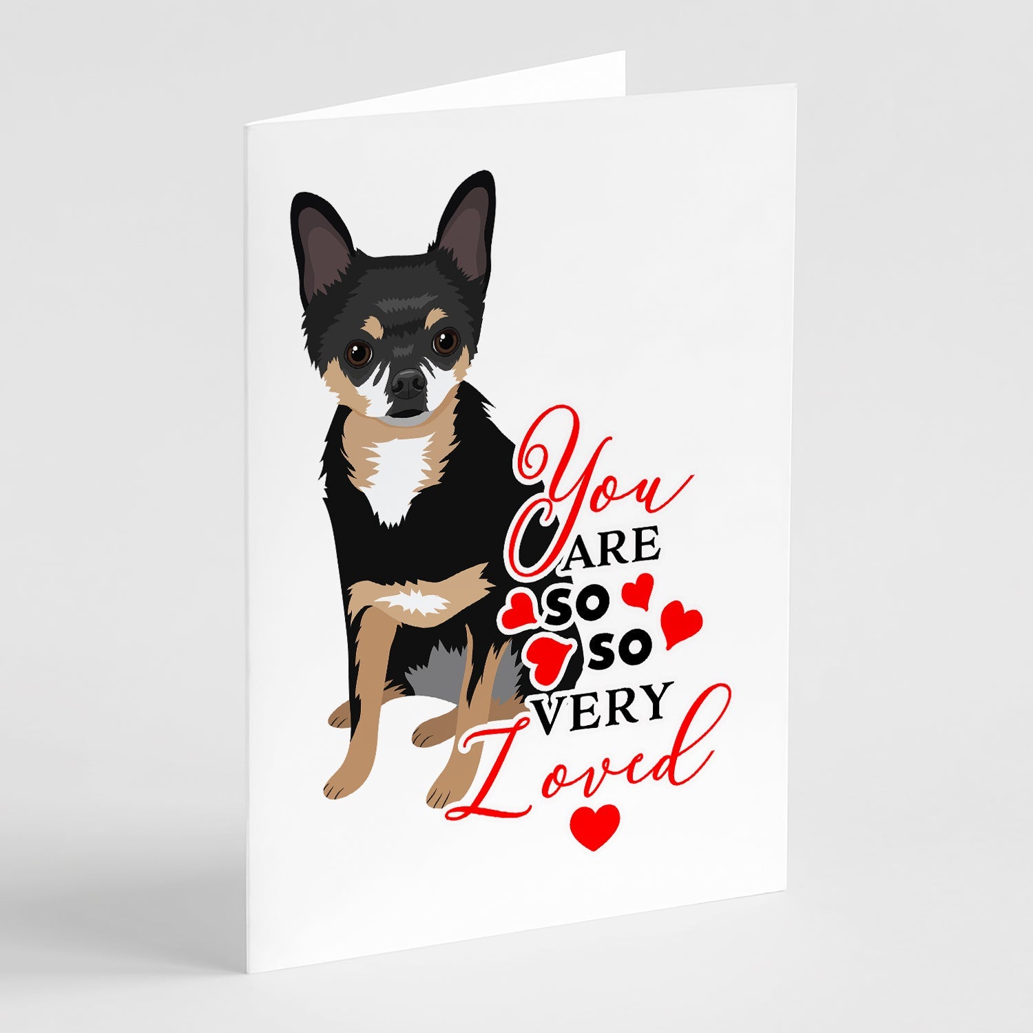 Chihuahua Tricolor #2 so Loved Greeting Cards Pack of 8 Blank Cards with Envelopes Whimsical A7 Size 5x7