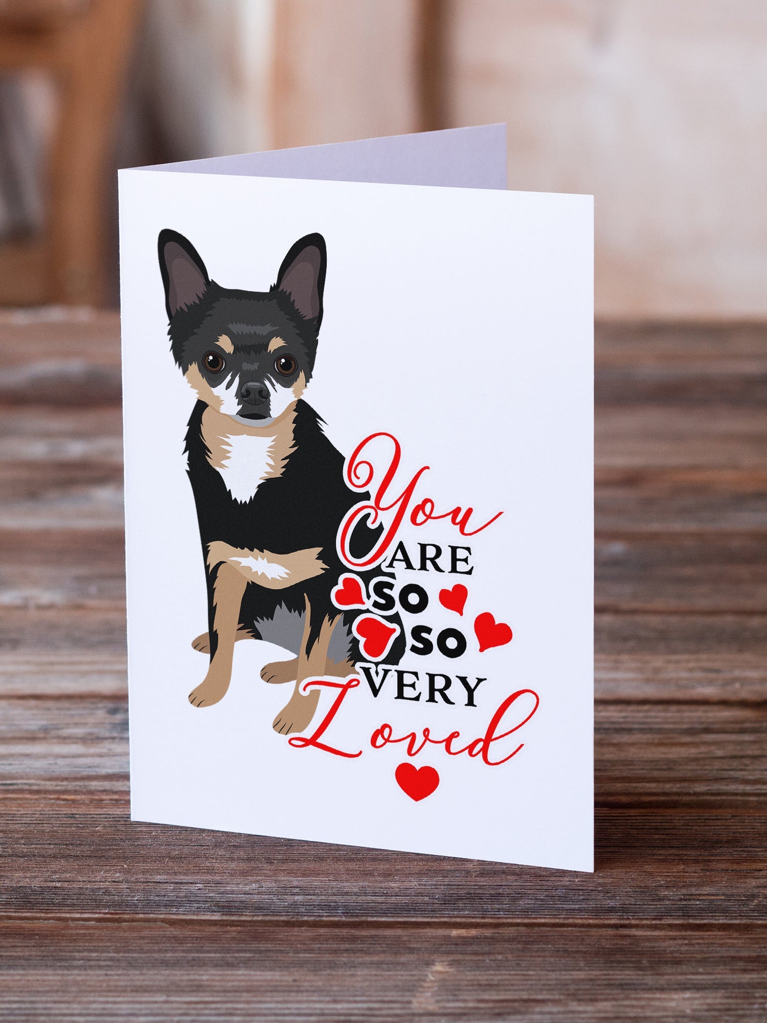 Chihuahua Tricolor #2 so Loved Greeting Cards Pack of 8 Blank Cards with Envelopes Whimsical A7 Size 5x7