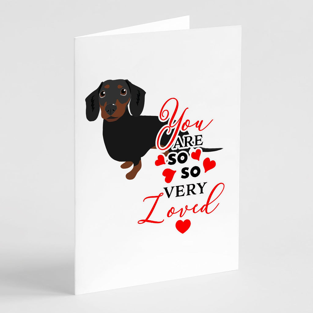 Dachshund Black and Tan #1so Loved Greeting Cards Pack of 8 Blank Cards with Envelopes Whimsical A7 Size 5x7