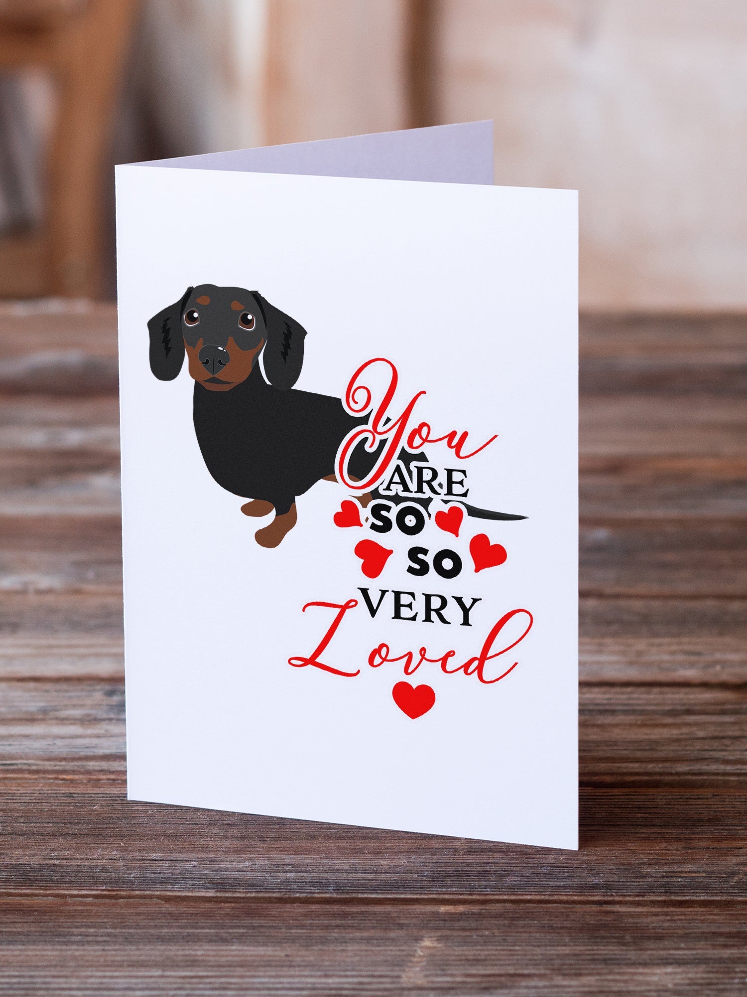 Dachshund Black and Tan #1so Loved Greeting Cards Pack of 8 Blank Cards with Envelopes Whimsical A7 Size 5x7