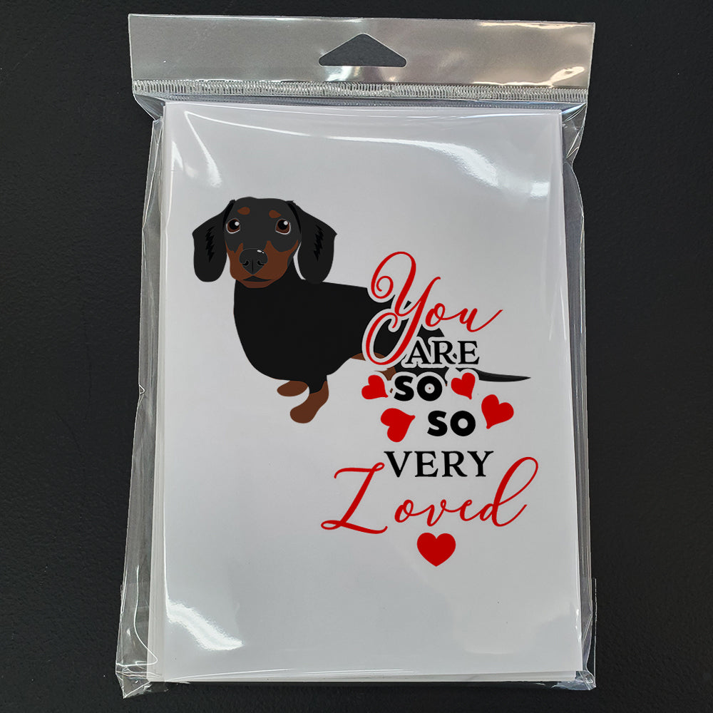 Dachshund Black and Tan #1so Loved Greeting Cards Pack of 8 Blank Cards with Envelopes Whimsical A7 Size 5x7