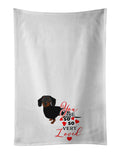 Dachshund Black and Tan #1so Loved Kitchen Towel Set of 2 White Dish Towels Decorative Bathroom Hand towel for Hand, Face, Hair, Yoga, Tea, Dishcloth, 19 X 28", White