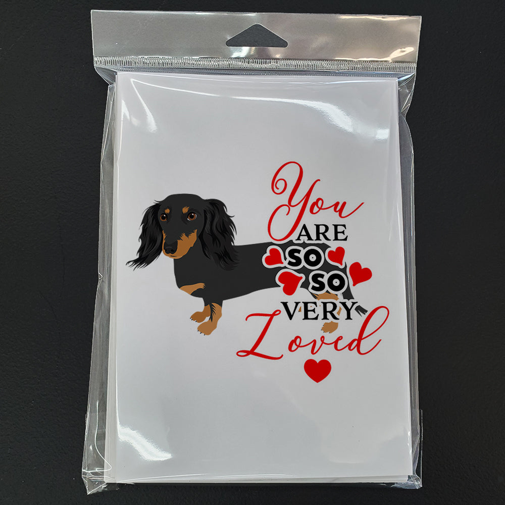 Dachshund Black and Tan #2 so Loved Greeting Cards Pack of 8 Blank Cards with Envelopes Whimsical A7 Size 5x7