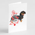 Dachshund Black and Tan #3 so Loved Greeting Cards Pack of 8 Blank Cards with Envelopes Whimsical A7 Size 5x7