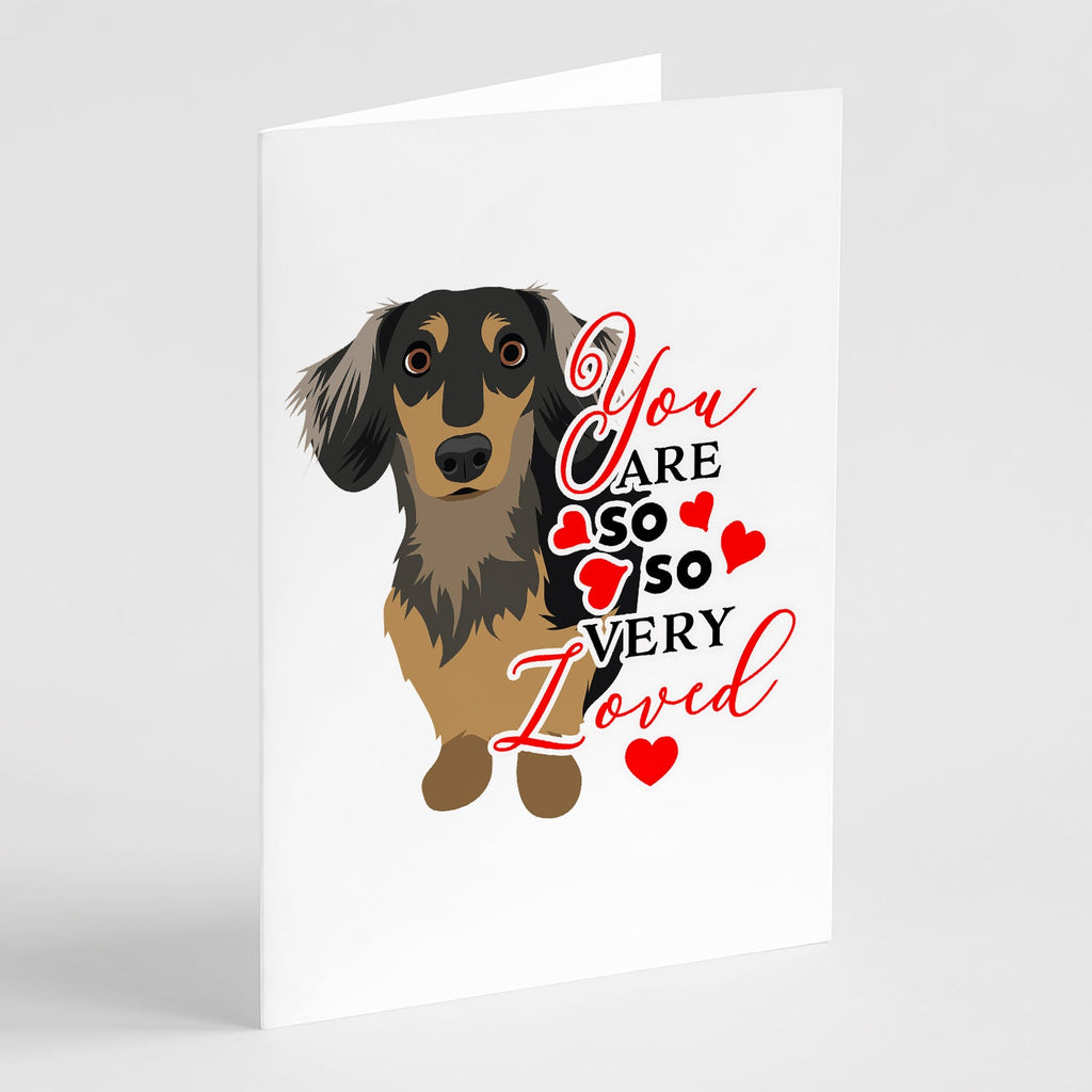 Dachshund Black and Tan #4 so Loved Greeting Cards Pack of 8 Blank Cards with Envelopes Whimsical A7 Size 5x7