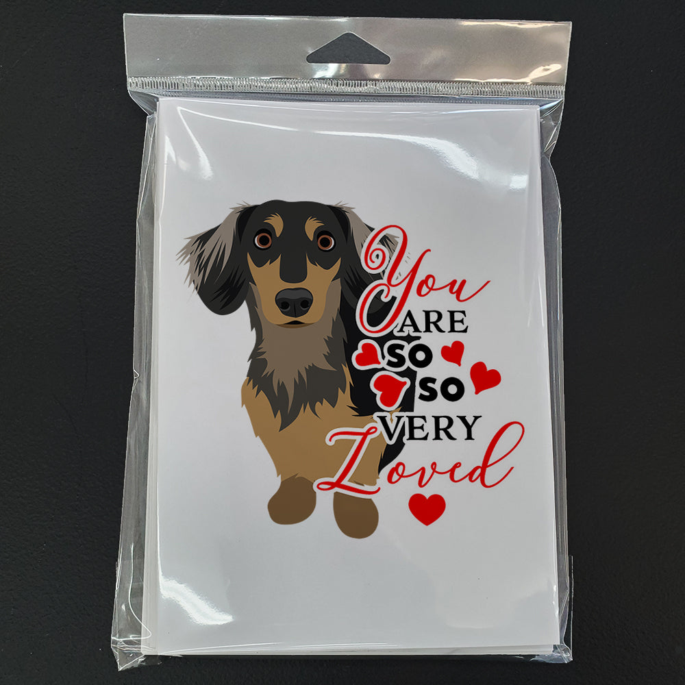 Dachshund Black and Tan #4 so Loved Greeting Cards Pack of 8 Blank Cards with Envelopes Whimsical A7 Size 5x7