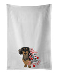 Dachshund Black and Tan #4 so Loved Kitchen Towel Set of 2 White Dish Towels Decorative Bathroom Hand towel for Hand, Face, Hair, Yoga, Tea, Dishcloth, 19 X 28", White