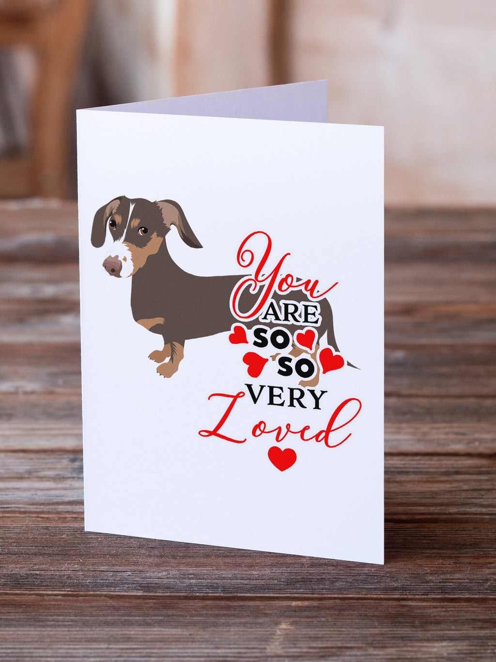 Dachshund Chocolate and Tan so Loved Greeting Cards Pack of 8 Blank Cards with Envelopes Whimsical A7 Size 5x7