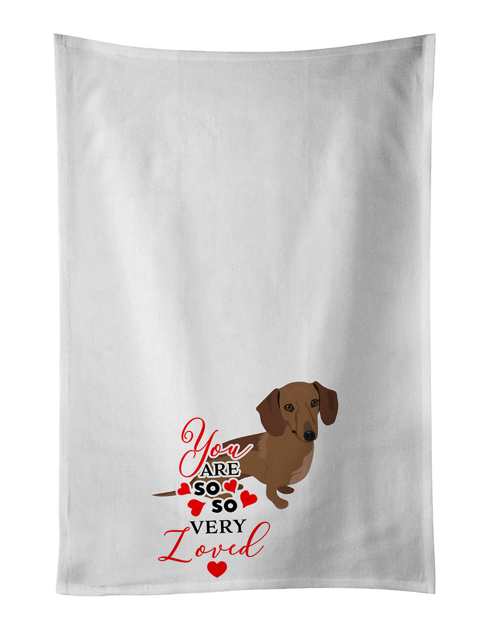 Dachshund Chocolate so Loved Kitchen Towel Set of 2 White Dish Towels Decorative Bathroom Hand towel for Hand, Face, Hair, Yoga, Tea, Dishcloth, 19 X 28", White