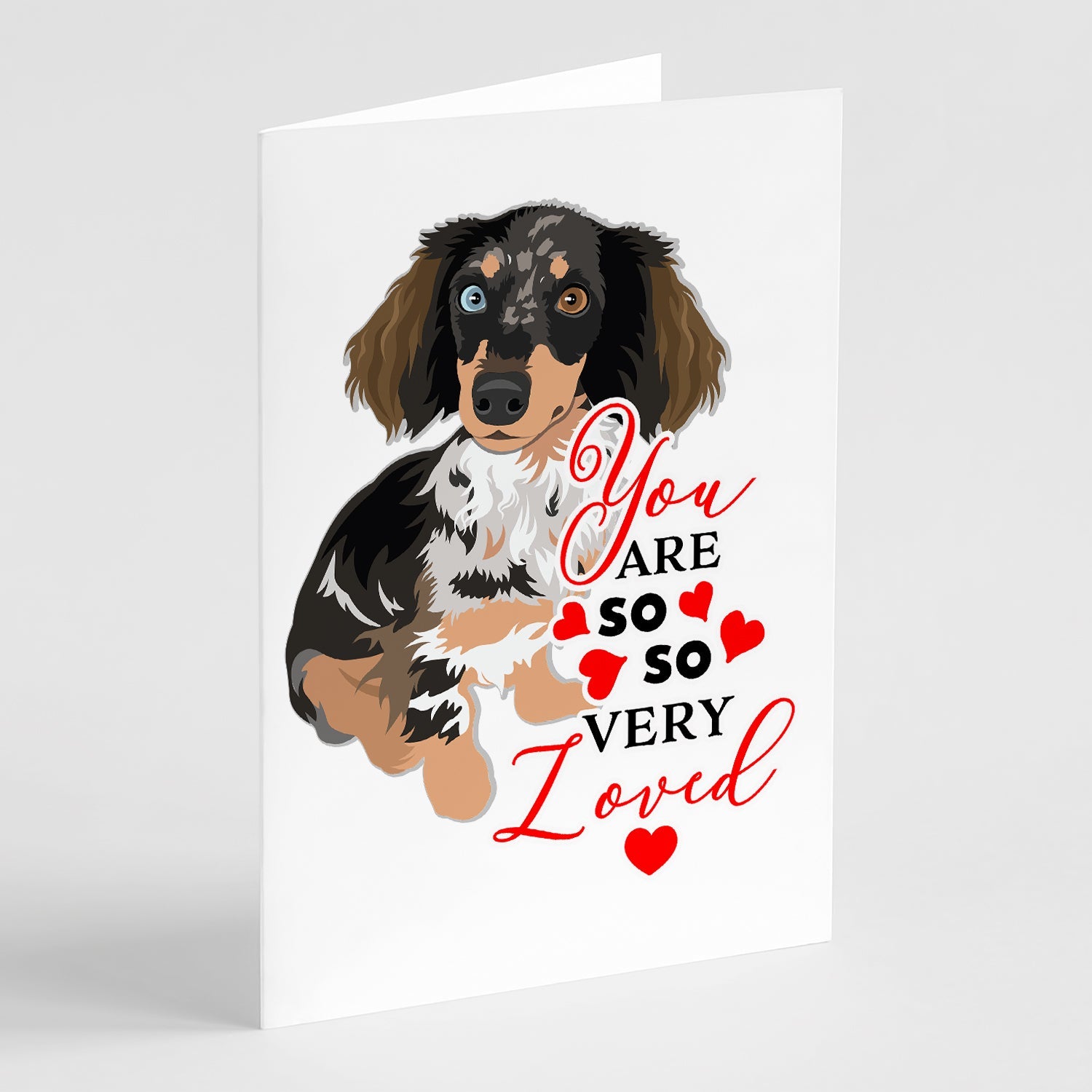 Dachshund Dapple #1 so Loved Greeting Cards Pack of 8 Blank Cards with Envelopes Whimsical A7 Size 5x7