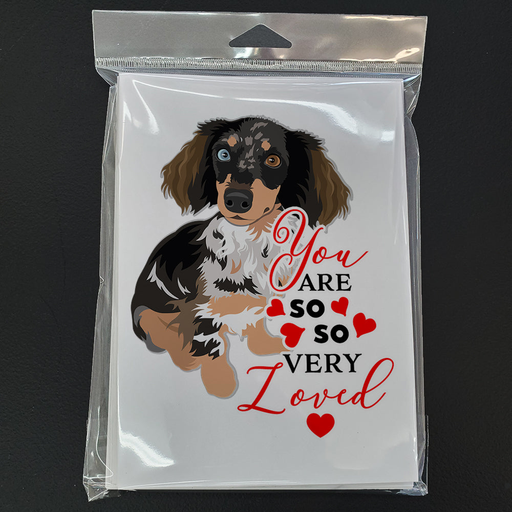 Dachshund Dapple #1 so Loved Greeting Cards Pack of 8 Blank Cards with Envelopes Whimsical A7 Size 5x7