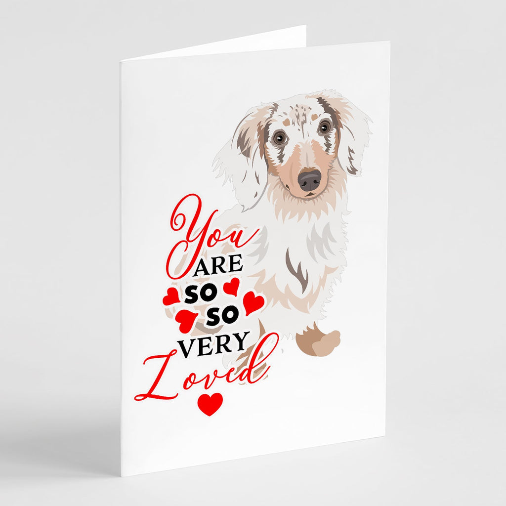 Dachshund Dapple #2 so Loved Greeting Cards Pack of 8 Blank Cards with Envelopes Whimsical A7 Size 5x7