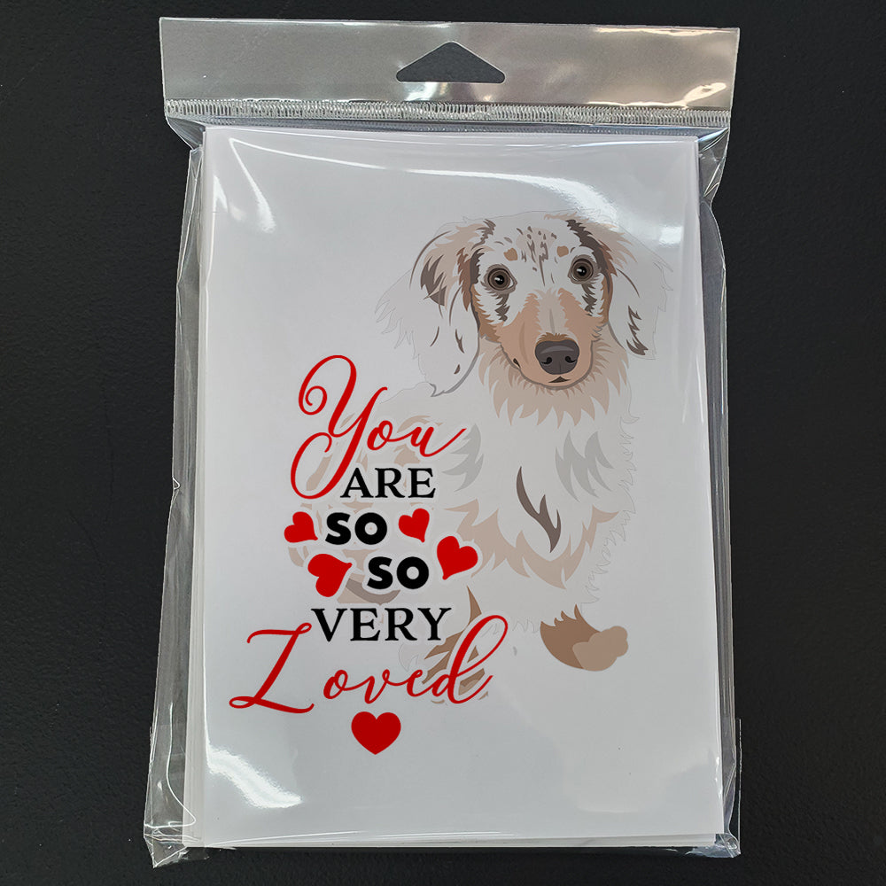 Dachshund Dapple #2 so Loved Greeting Cards Pack of 8 Blank Cards with Envelopes Whimsical A7 Size 5x7