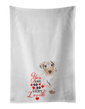 Dachshund Dapple #2 so Loved Kitchen Towel Set of 2 White Dish Towels Decorative Bathroom Hand towel for Hand, Face, Hair, Yoga, Tea, Dishcloth, 19 X 28", White