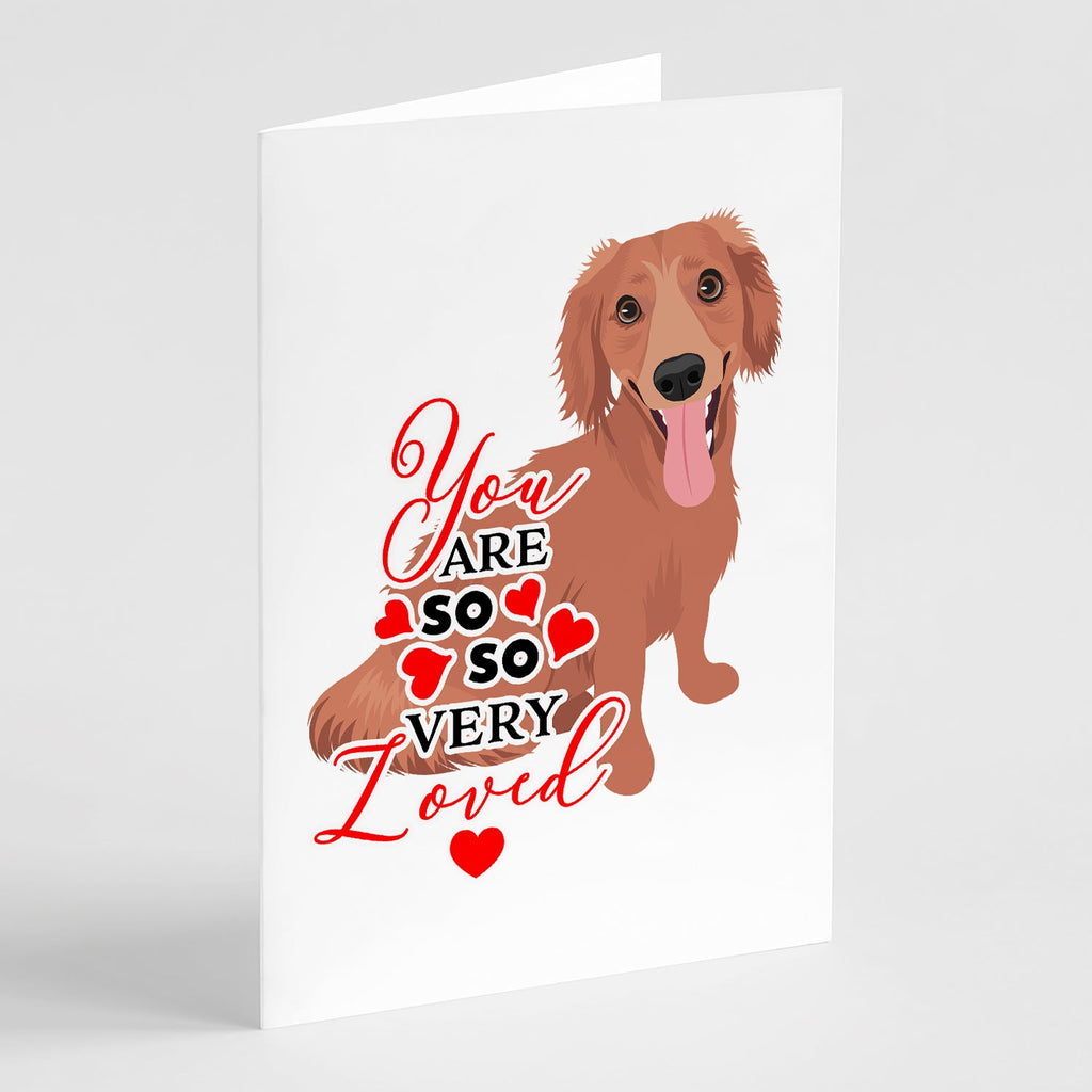 Dachshund Red #1 so Loved Greeting Cards Pack of 8 Blank Cards with Envelopes Whimsical A7 Size 5x7