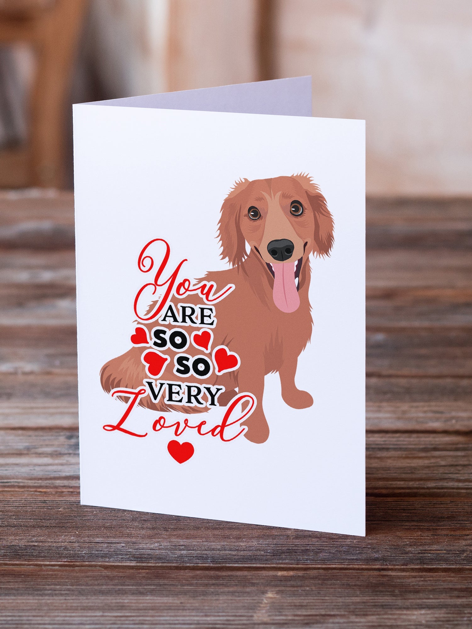 Dachshund Red #1 so Loved Greeting Cards Pack of 8 Blank Cards with Envelopes Whimsical A7 Size 5x7