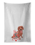 Dachshund Red #1 so Loved Kitchen Towel Set of 2 White Dish Towels Decorative Bathroom Hand towel for Hand, Face, Hair, Yoga, Tea, Dishcloth, 19 X 28", White