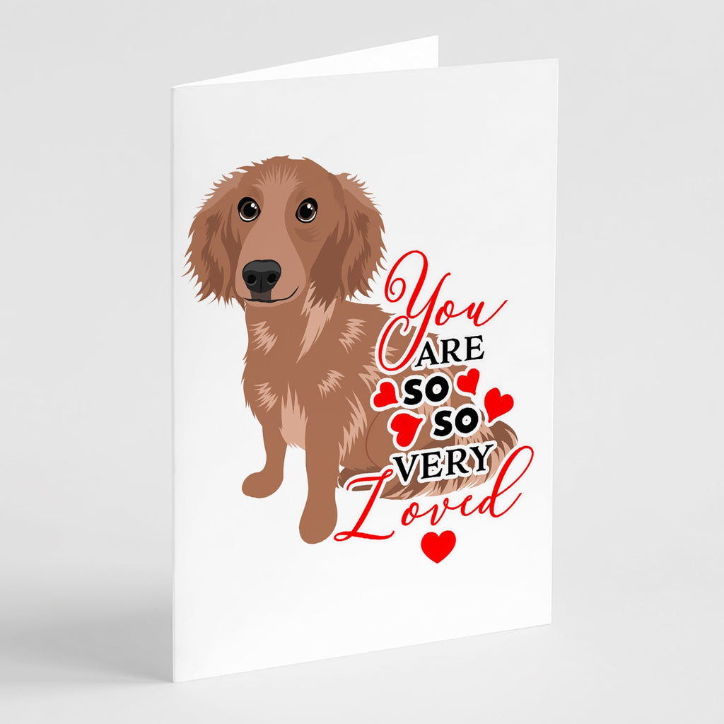 Dachshund Red #2 so Loved Greeting Cards Pack of 8 Blank Cards with Envelopes Whimsical A7 Size 5x7