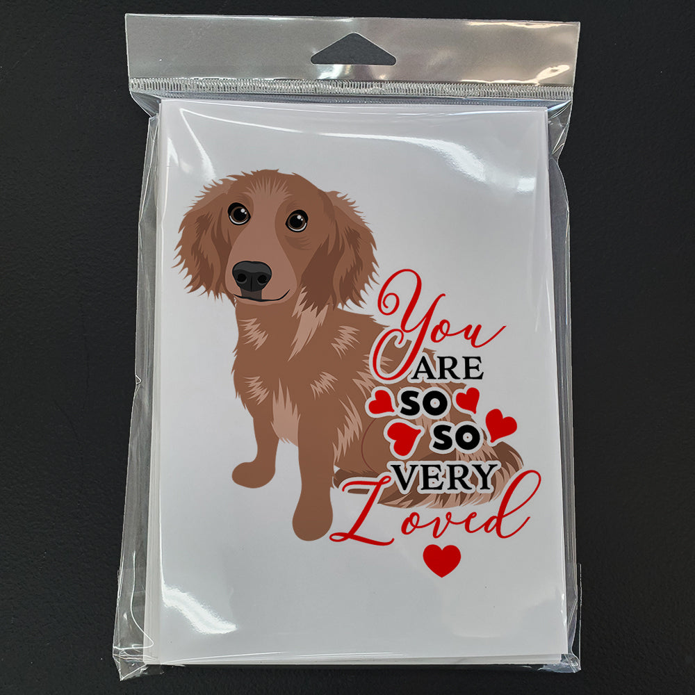 Dachshund Red #2 so Loved Greeting Cards Pack of 8 Blank Cards with Envelopes Whimsical A7 Size 5x7