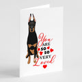 Doberman Pinscher Black and Rust Ears Cropped so Loved Greeting Cards Pack of 8 Blank Cards with Envelopes Whimsical A7 Size 5x7
