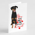 Doberman Pinscher Black and Rust Natural Ears #1  so Loved Greeting Cards Pack of 8 Blank Cards with Envelopes Whimsical A7 Size 5x7