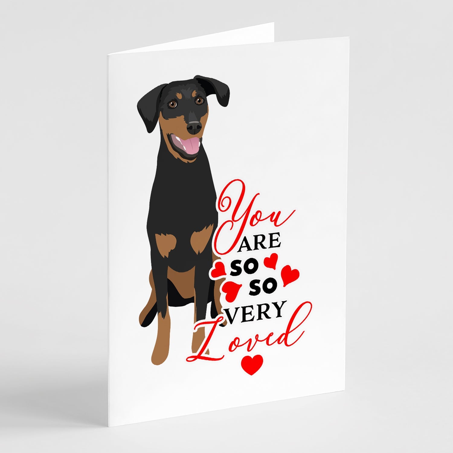 Doberman Pinscher Black and Rust Natural Ears #1  so Loved Greeting Cards Pack of 8 Blank Cards with Envelopes Whimsical A7 Size 5x7