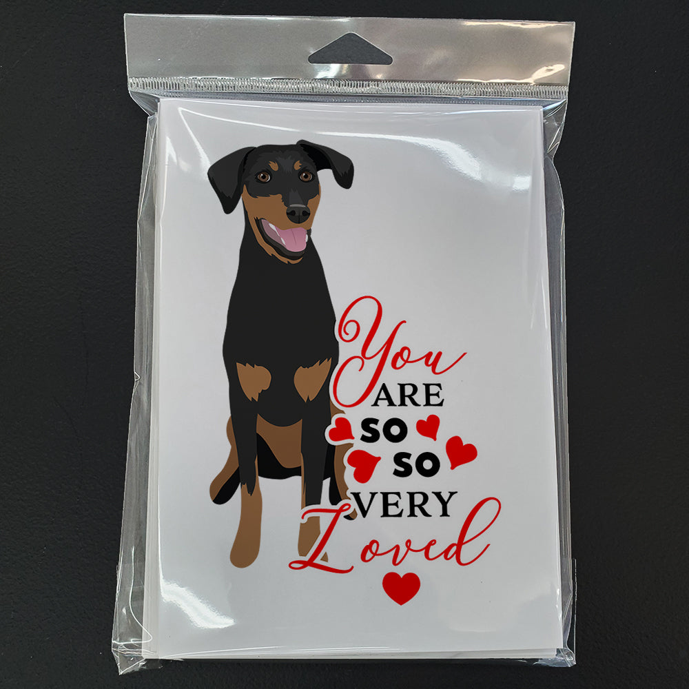 Doberman Pinscher Black and Rust Natural Ears #1  so Loved Greeting Cards Pack of 8 Blank Cards with Envelopes Whimsical A7 Size 5x7