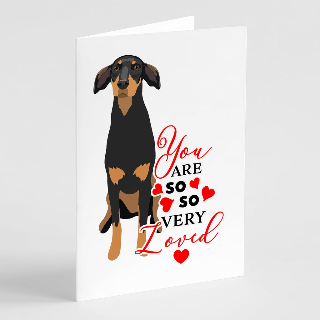 Doberman Pinscher Black and Rust Natural Ears #2 so Loved Greeting Cards Pack of 8 Blank Cards with Envelopes Whimsical A7 Size 5x7