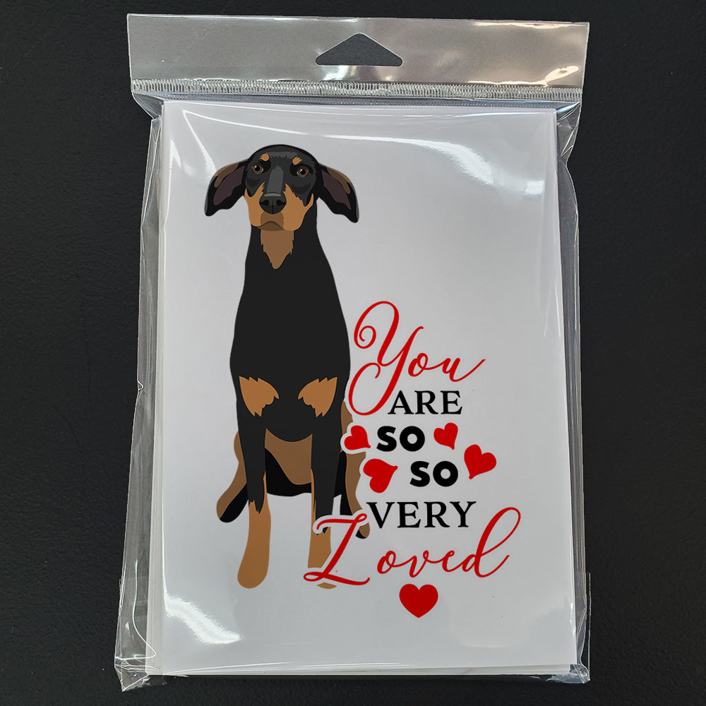 Doberman Pinscher Black and Rust Natural Ears #2 so Loved Greeting Cards Pack of 8 Blank Cards with Envelopes Whimsical A7 Size 5x7