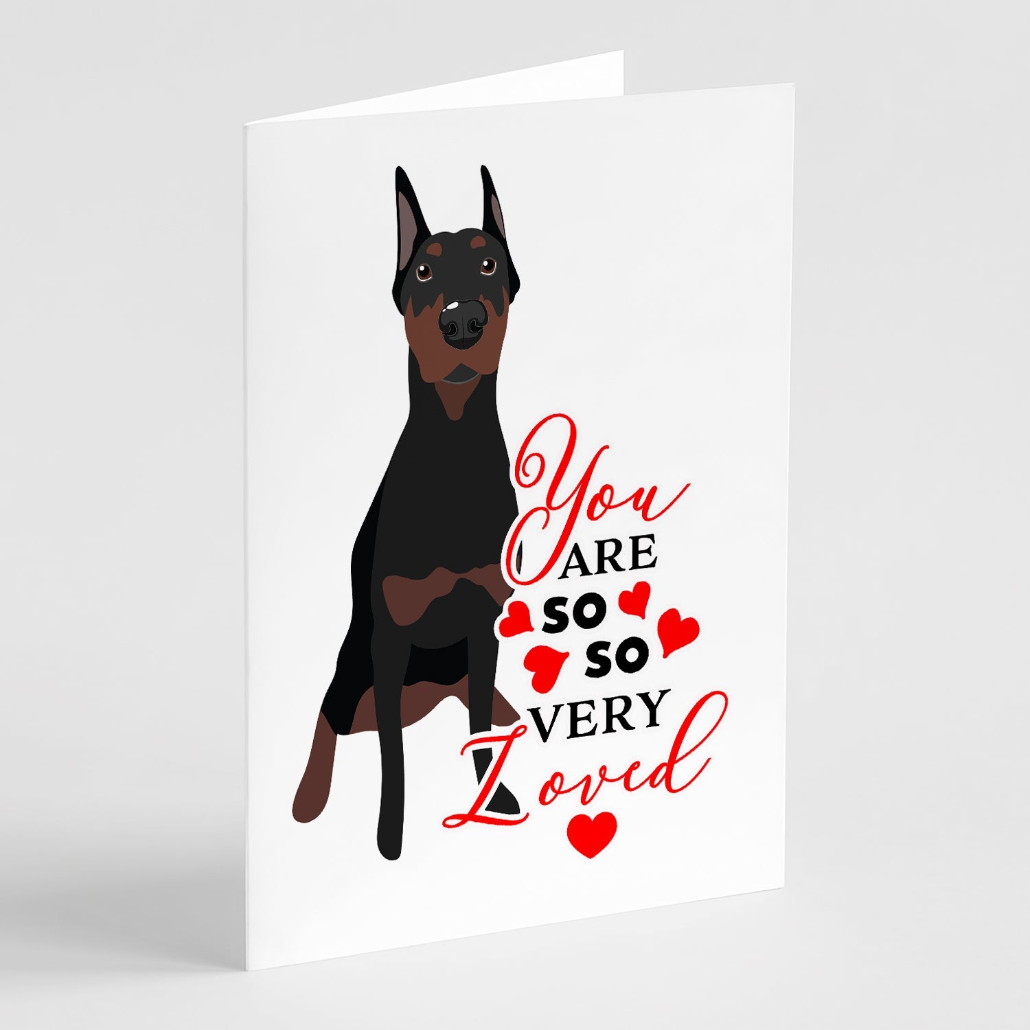 Doberman Pinscher Black Cropped Ears so Loved Greeting Cards Pack of 8 Blank Cards with Envelopes Whimsical A7 Size 5x7