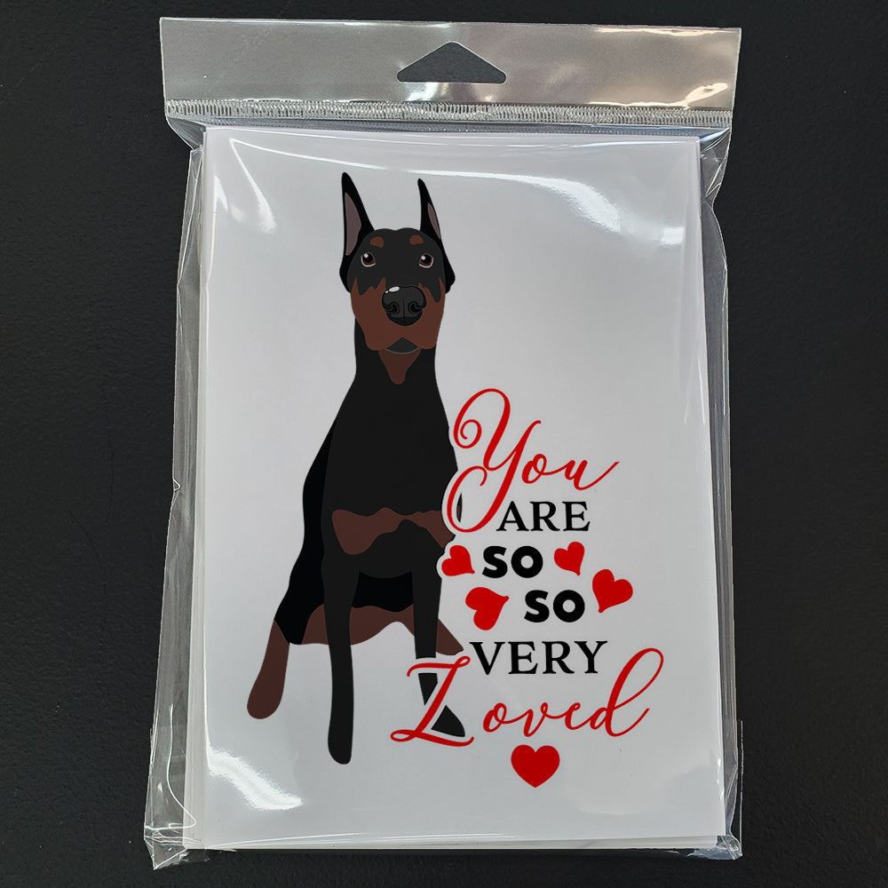 Doberman Pinscher Black Cropped Ears so Loved Greeting Cards Pack of 8 Blank Cards with Envelopes Whimsical A7 Size 5x7