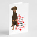 Doberman Pinscher Red and Rust Natural Ears #2 so Loved Greeting Cards Pack of 8 Blank Cards with Envelopes Whimsical A7 Size 5x7