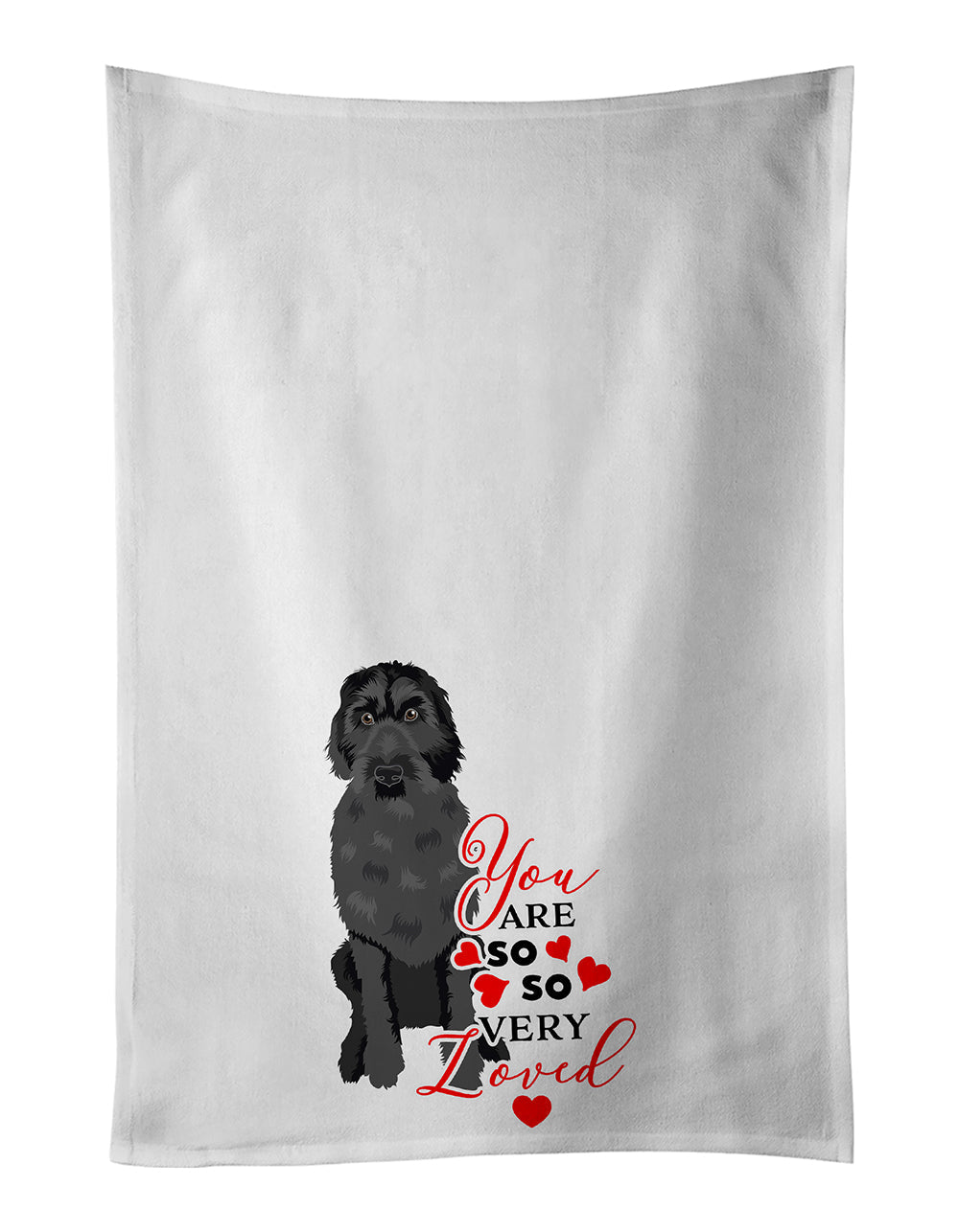 Doodle Black #3 so Loved Kitchen Towel Set of 2 White Dish Towels Decorative Bathroom Hand towel for Hand, Face, Hair, Yoga, Tea, Dishcloth, 19 X 28", White