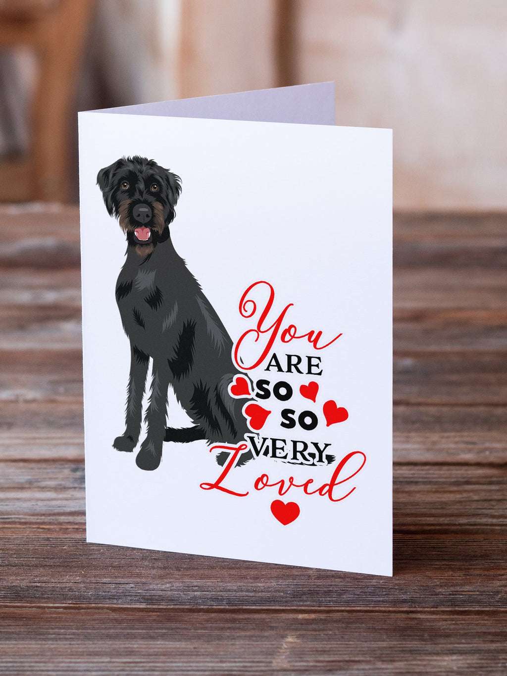 Doodle Black and Tan so Loved Greeting Cards Pack of 8 Blank Cards with Envelopes Whimsical A7 Size 5x7