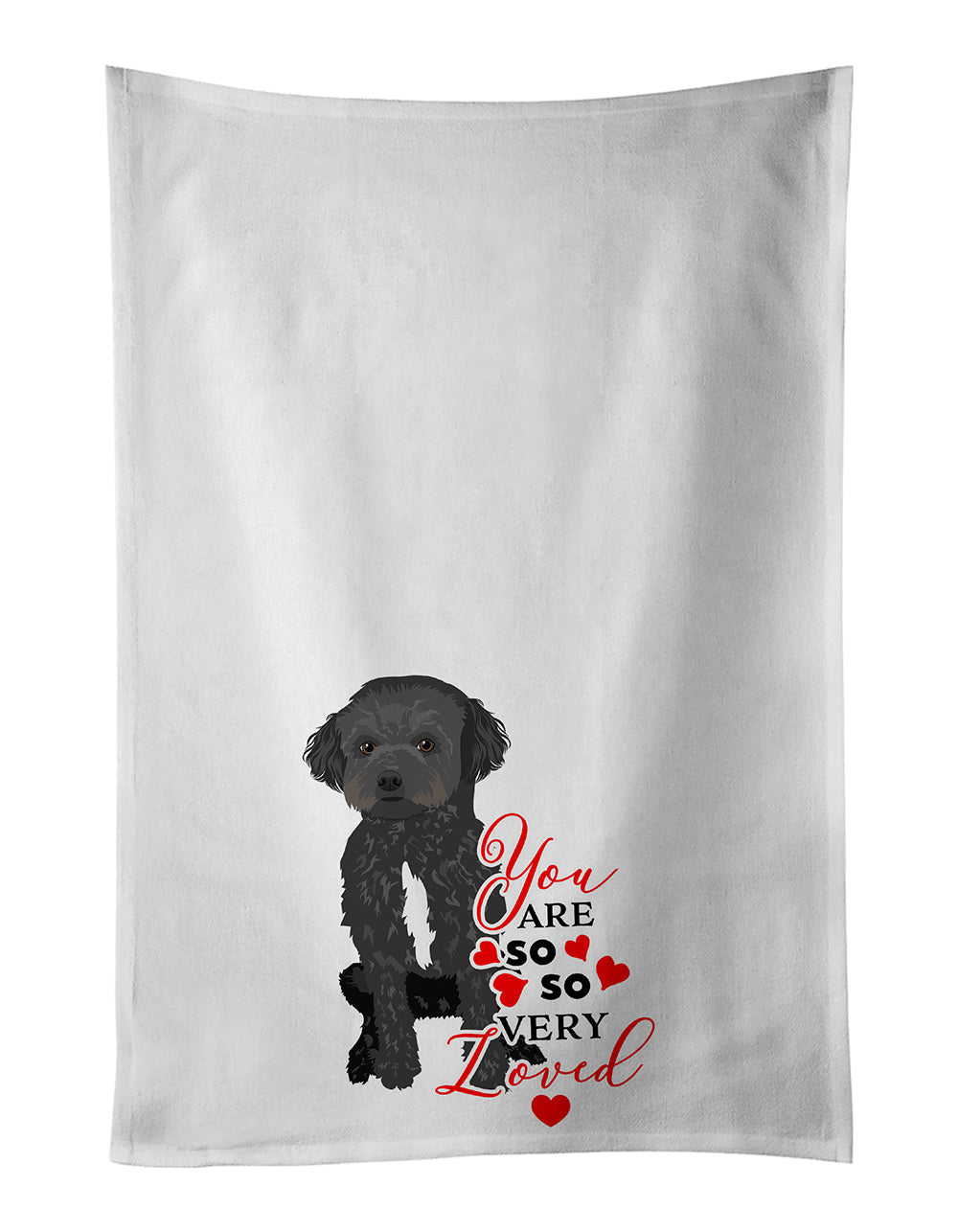 Doodle Black and White #1 so Loved Kitchen Towel Set of 2 White Dish Towels Decorative Bathroom Hand towel for Hand, Face, Hair, Yoga, Tea, Dishcloth, 19 X 28", White