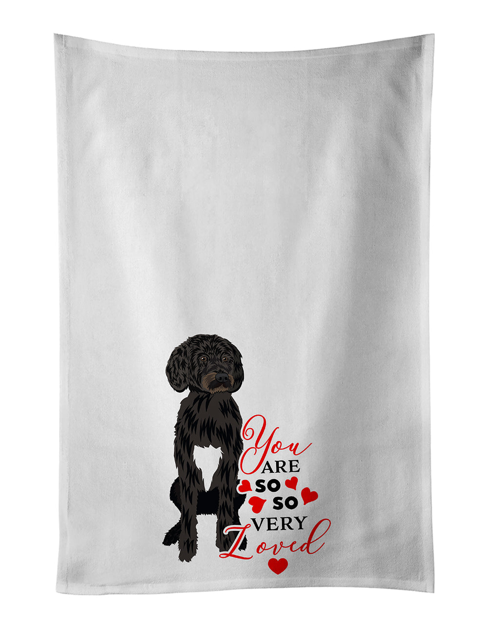 Doodle Black and White #2 so Loved Kitchen Towel Set of 2 White Dish Towels Decorative Bathroom Hand towel for Hand, Face, Hair, Yoga, Tea, Dishcloth, 19 X 28", White