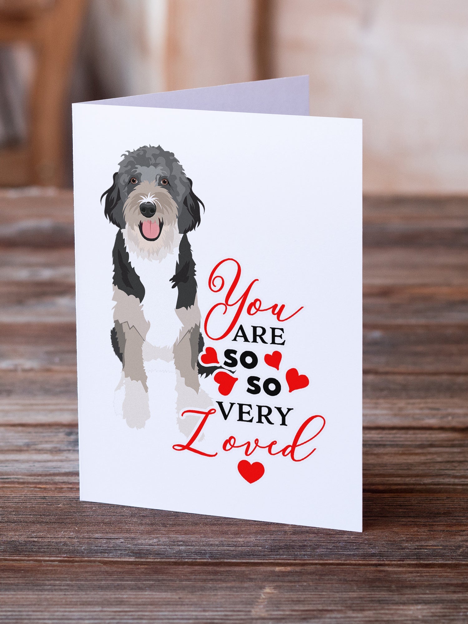 Doodle Black Tricolor #1 so Loved Greeting Cards Pack of 8 Blank Cards with Envelopes Whimsical A7 Size 5x7