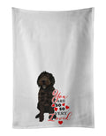 Doodle Chocolate #1 so Loved Kitchen Towel Set of 2 White Dish Towels Decorative Bathroom Hand towel for Hand, Face, Hair, Yoga, Tea, Dishcloth, 19 X 28", White