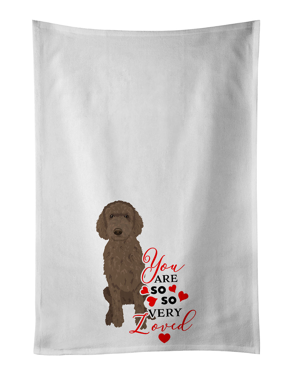 Doodle Chocolate #2 so Loved Kitchen Towel Set of 2 White Dish Towels Decorative Bathroom Hand towel for Hand, Face, Hair, Yoga, Tea, Dishcloth, 19 X 28", White
